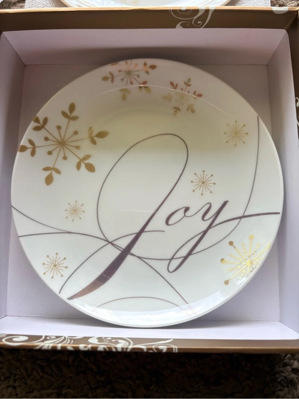 BRAND NEW Pier 1 White and Gold Holiday Appetizer Plates - Set of 4
